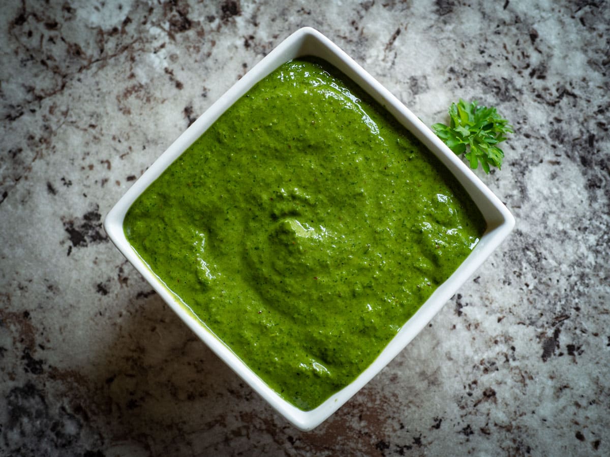 Chimichurri in a bowl.