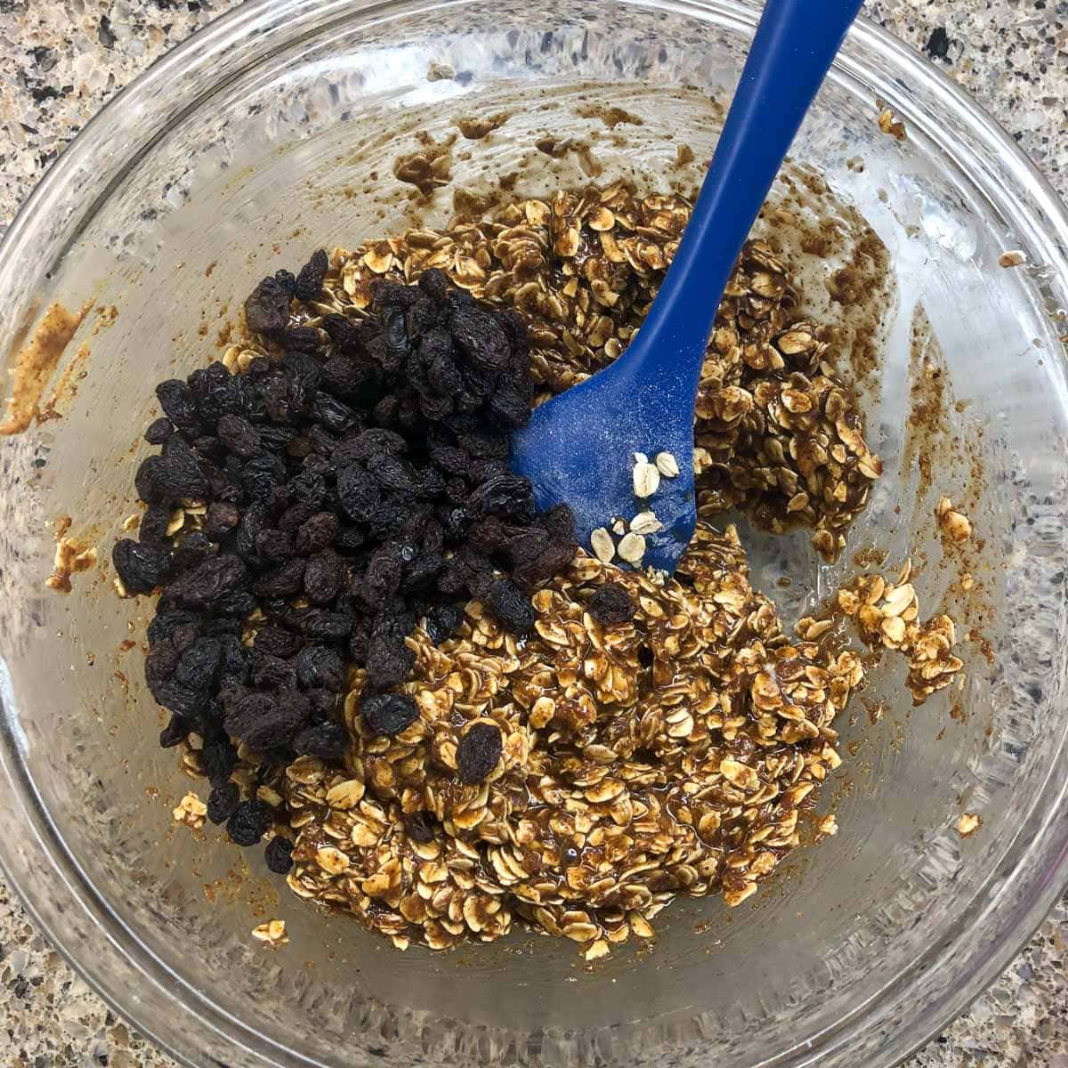 Chocolate chips added to a mixing bowl.