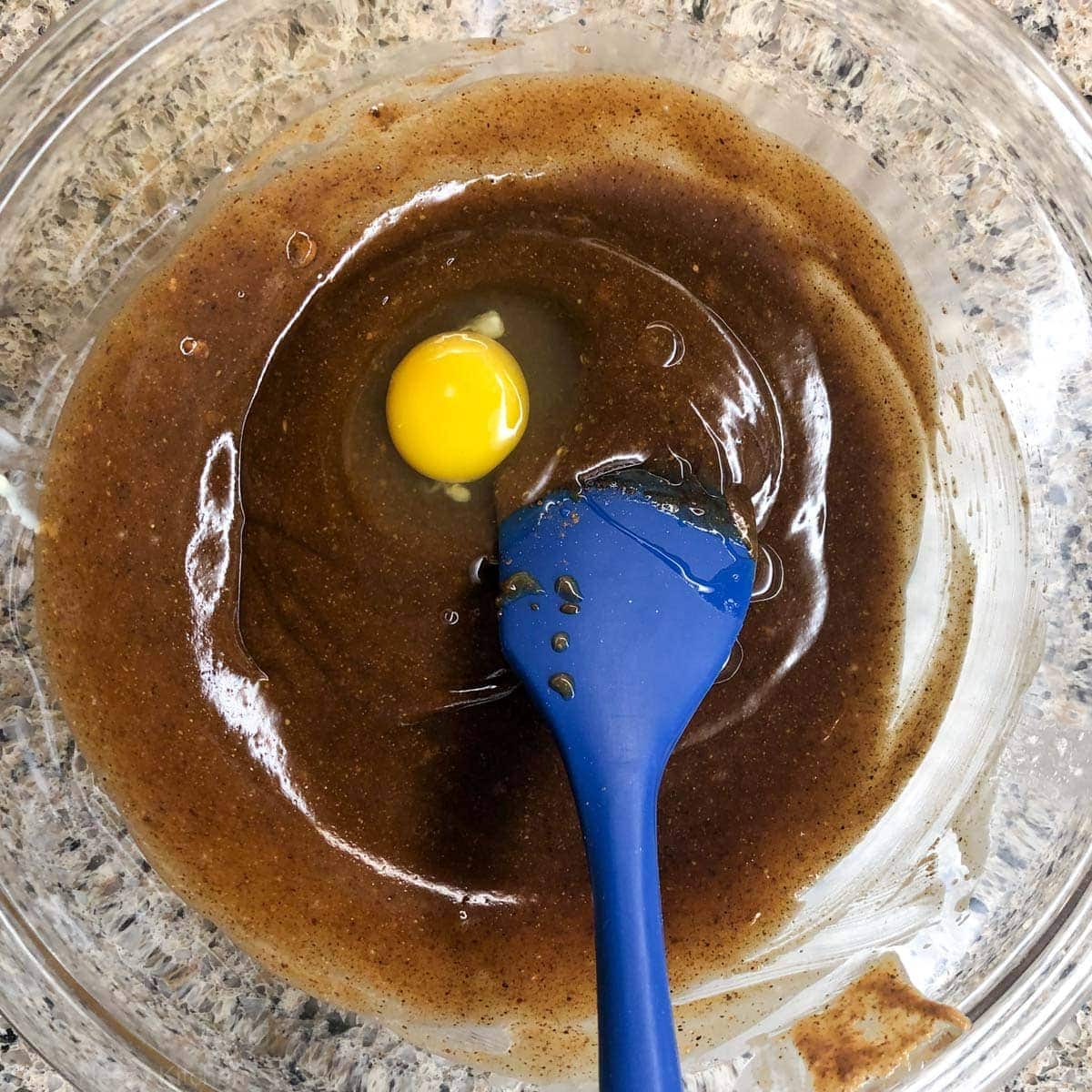 Egg added to bowl of ingredients