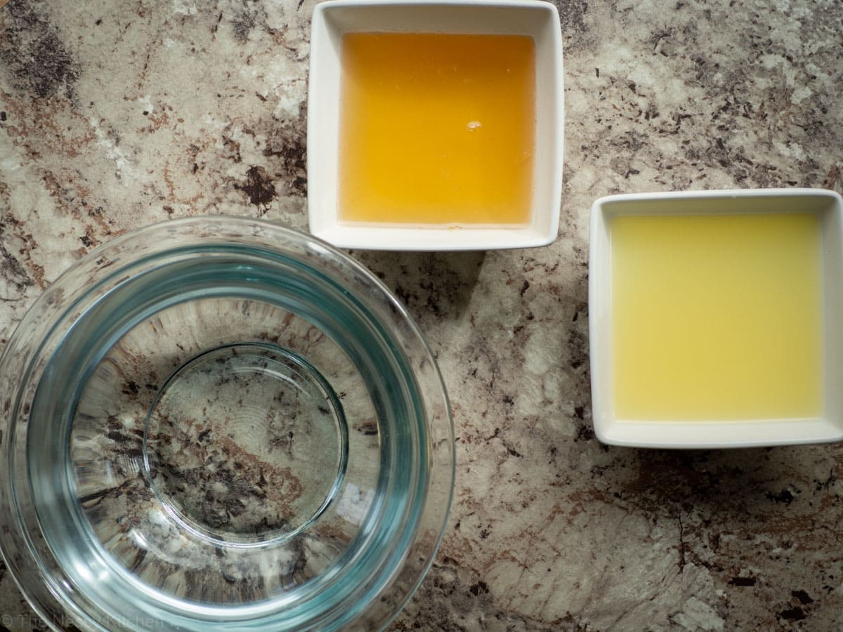 Ingredients for honey lemonade.