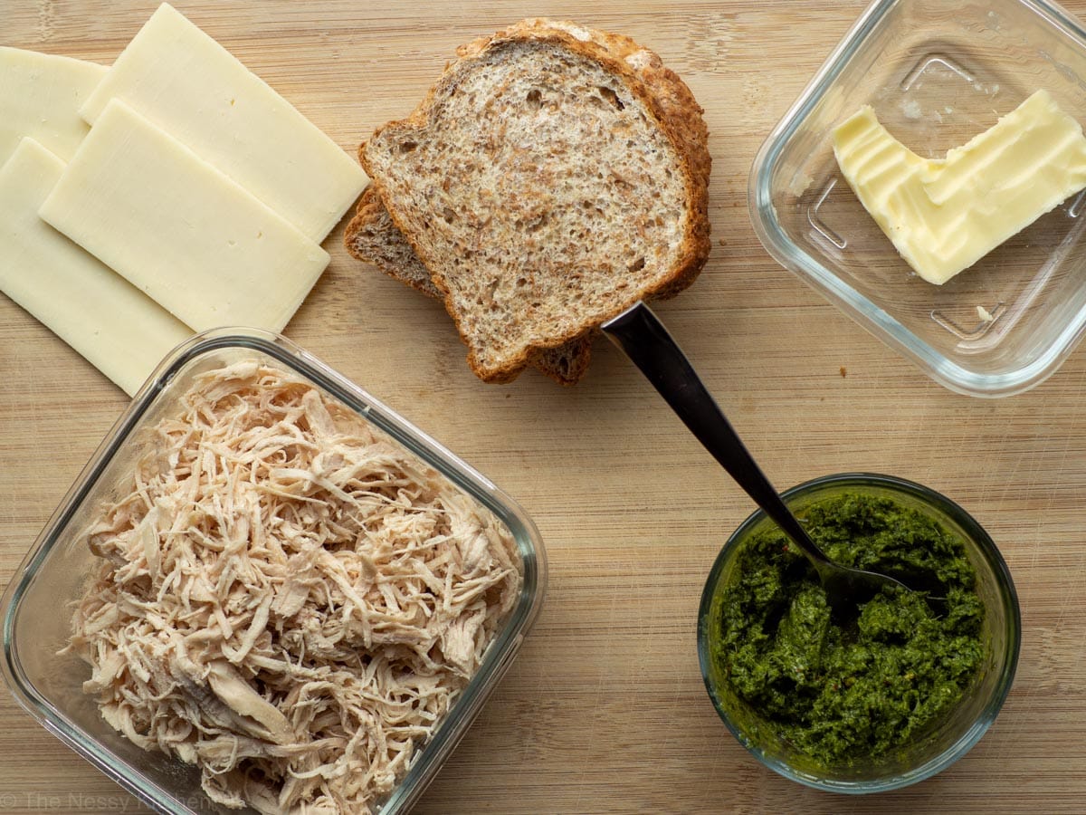 Ingredients for Chimichurri chicken sandwiches.