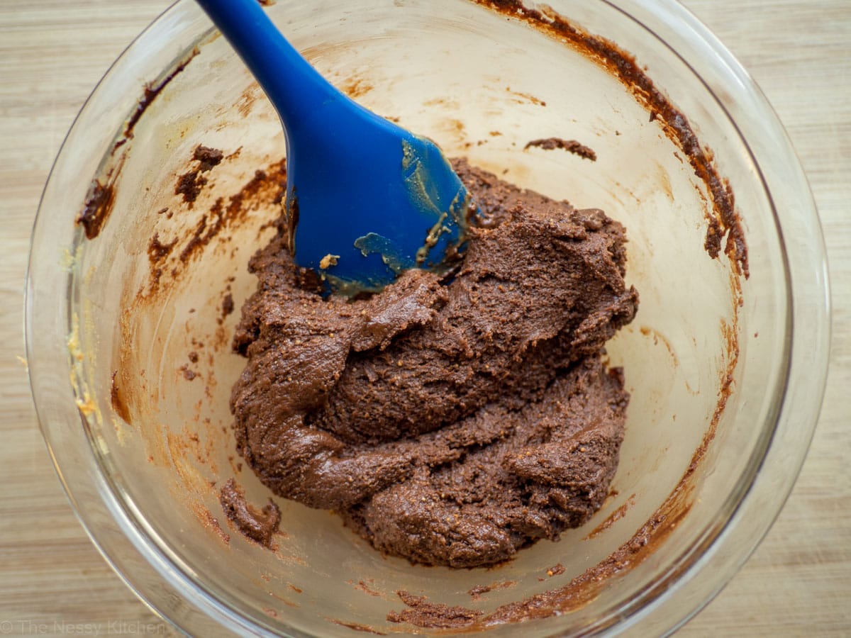 Date paste mixed with chocolate, peanut butter and salt.