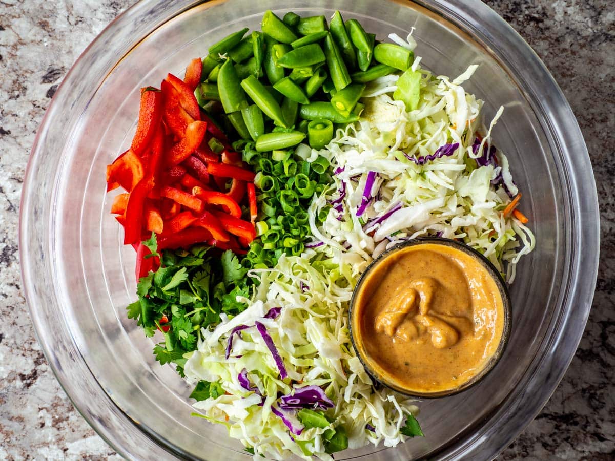 Ingredients to Thai-inspired Peanut Salad.