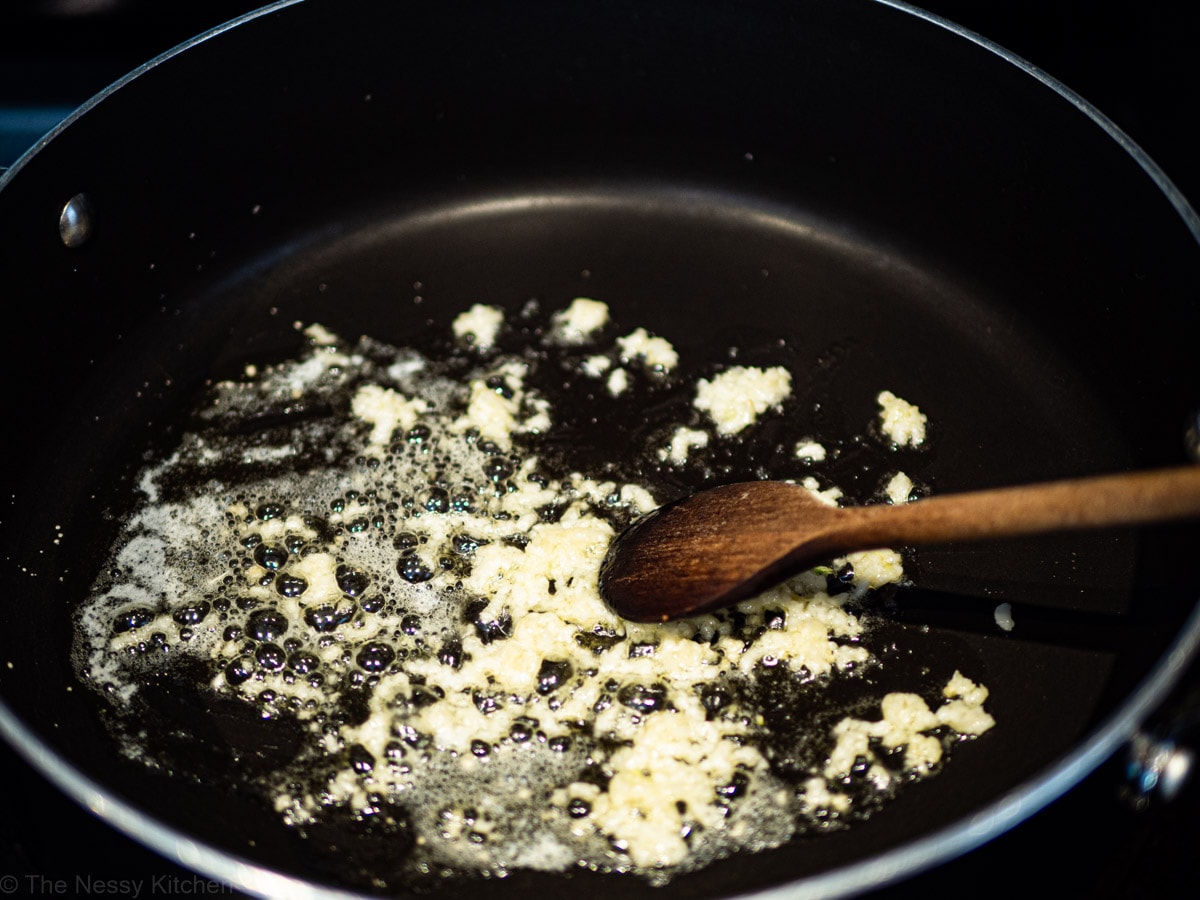 Garlic sautéing in butter.