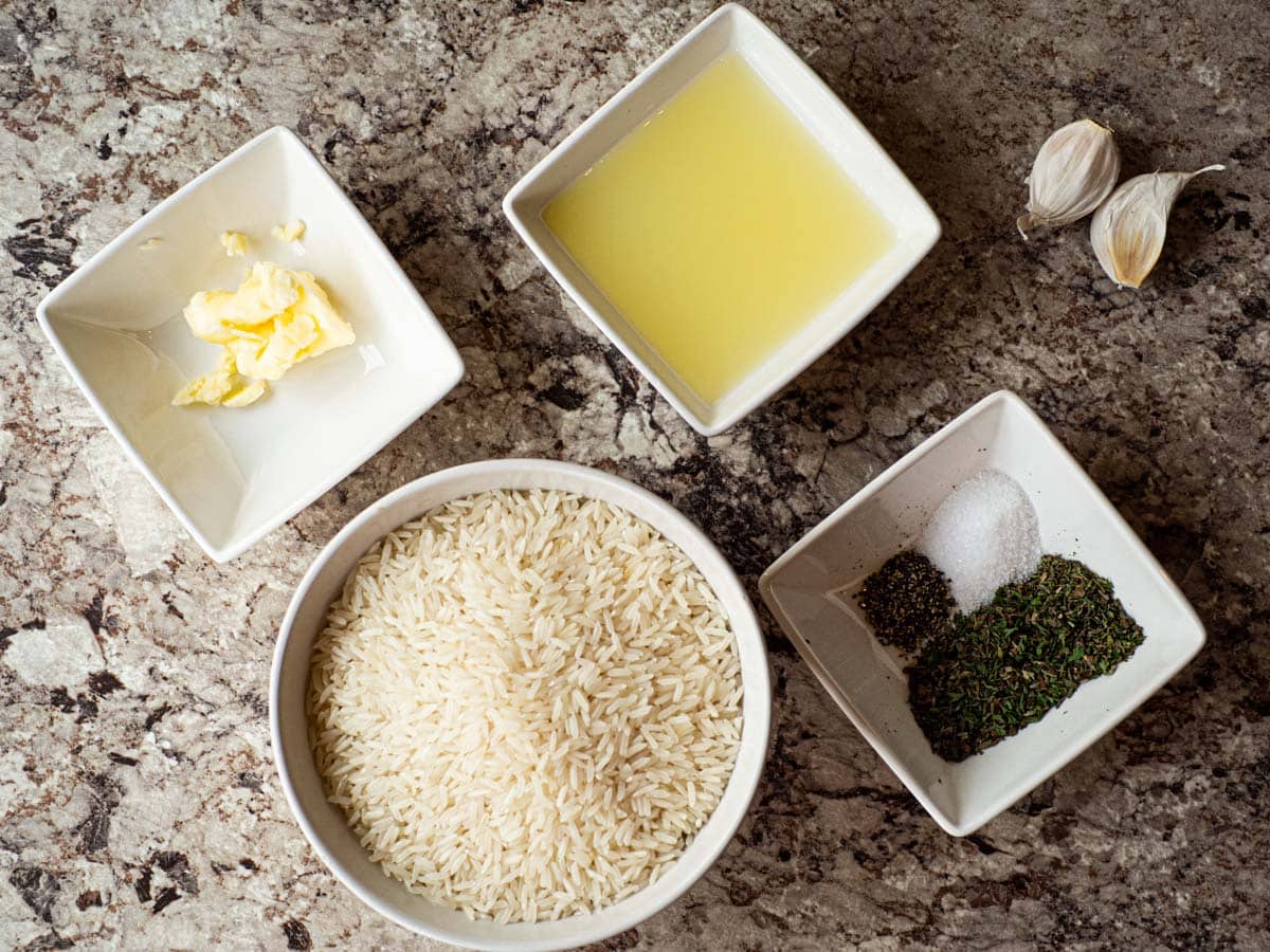 Ingredients for lemon herb rice.