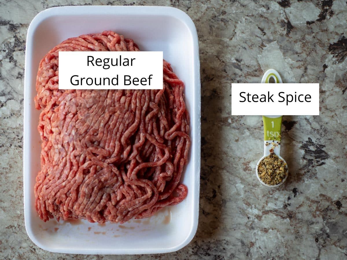 Ingredients for homemade grilled beef burgers.