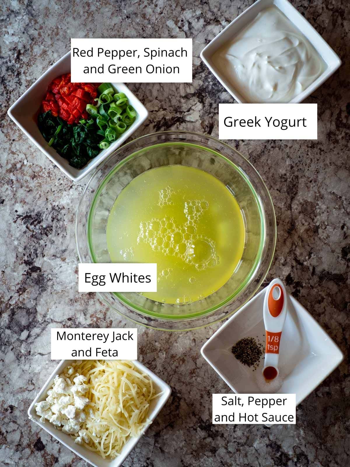 Ingredients for Starbucks egg white bites copycat recipe.