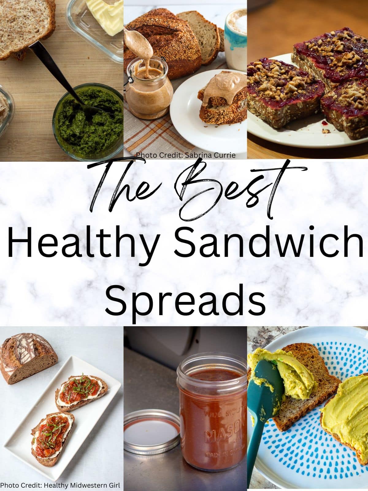 Collage of different sandwich spreads.