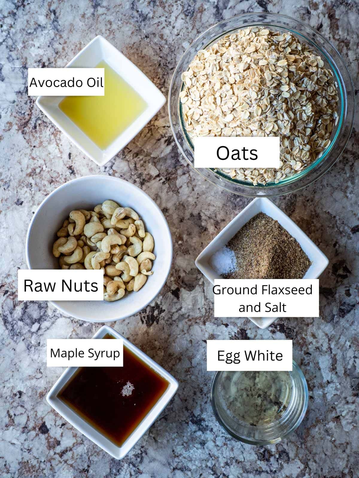 Ingredients for maple granola.
