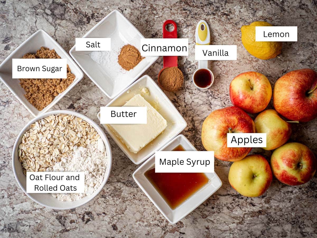 Oat flour apple crisp ingredients.