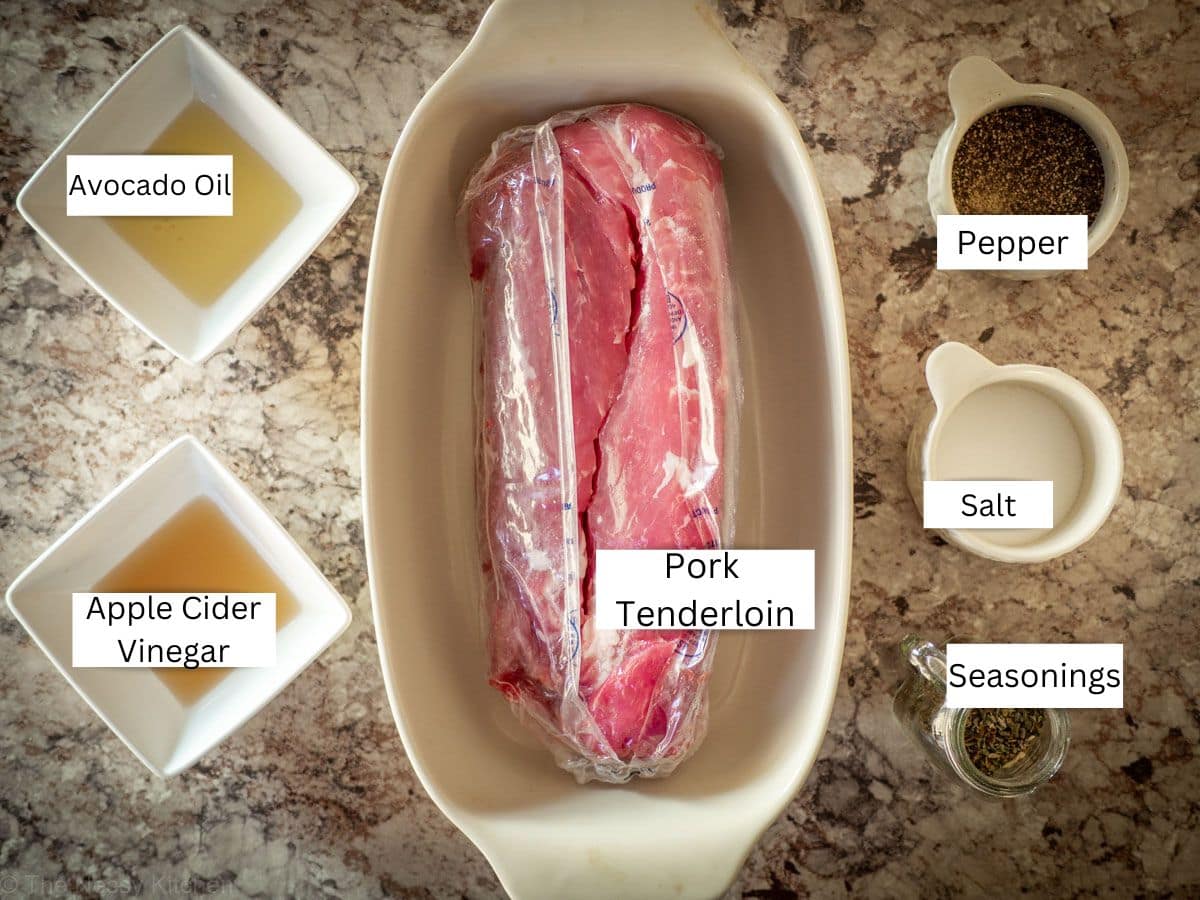 Ingredients for baked pork tenderloin without searing.