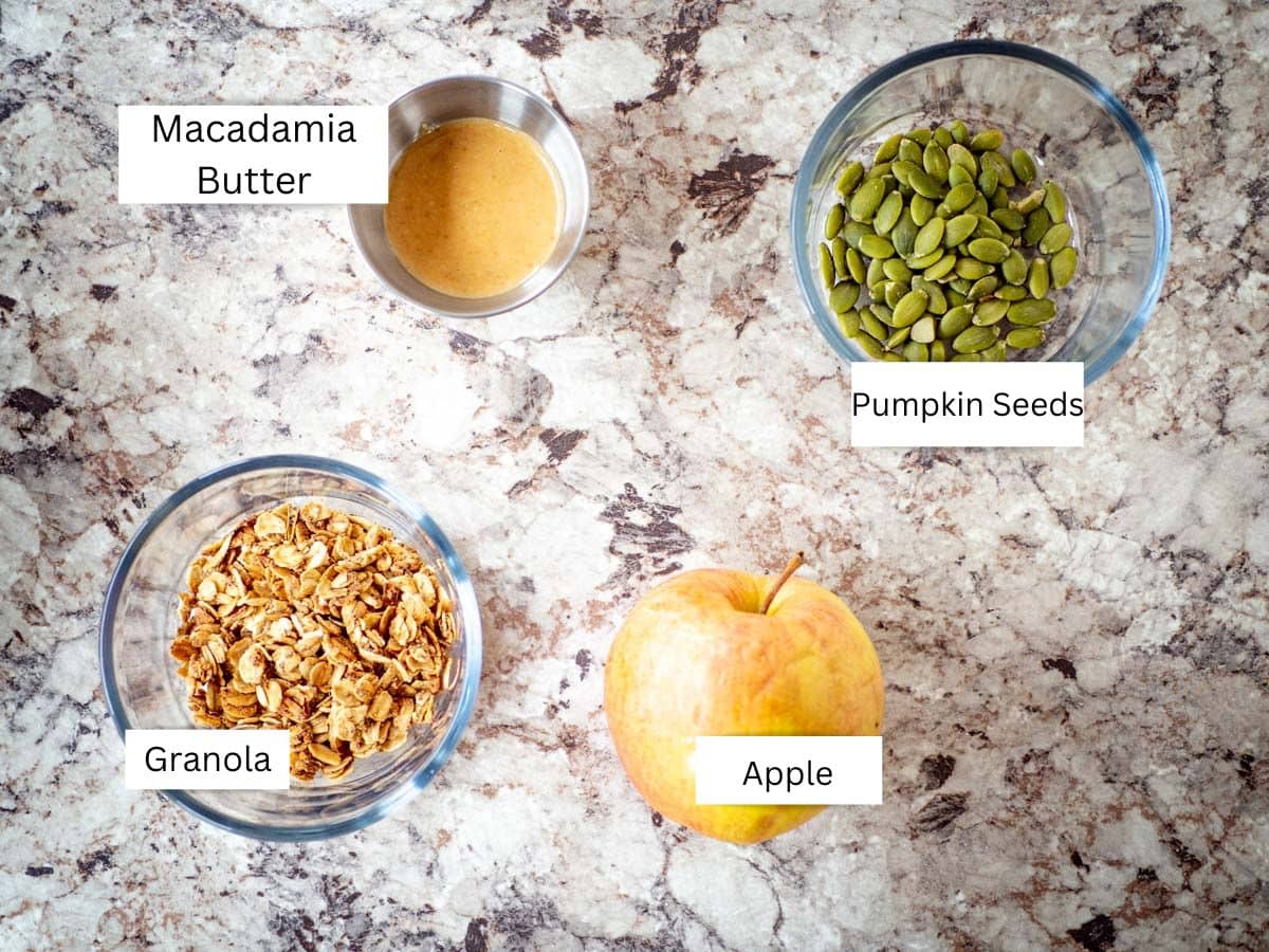 Ingredients for healthy apple nachos.