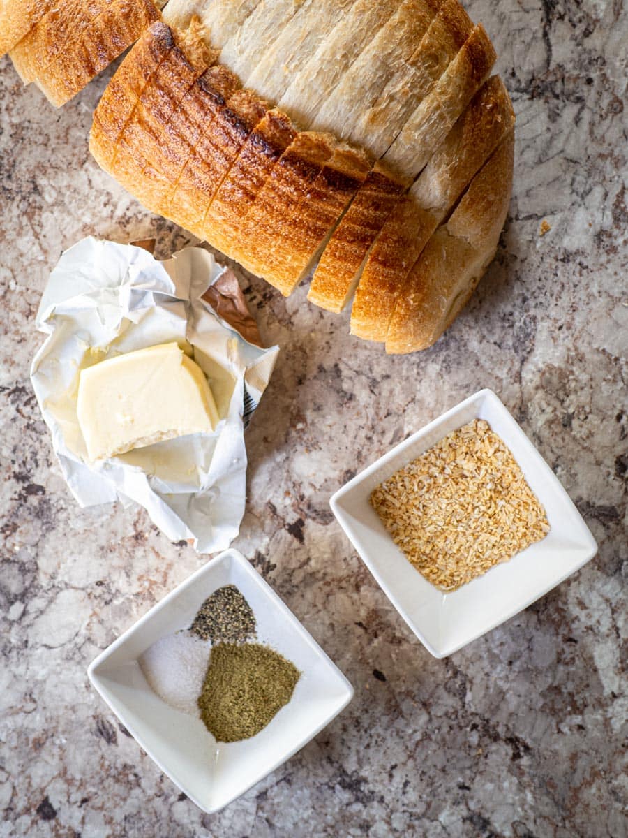 Ingredients for sourdough dressing.