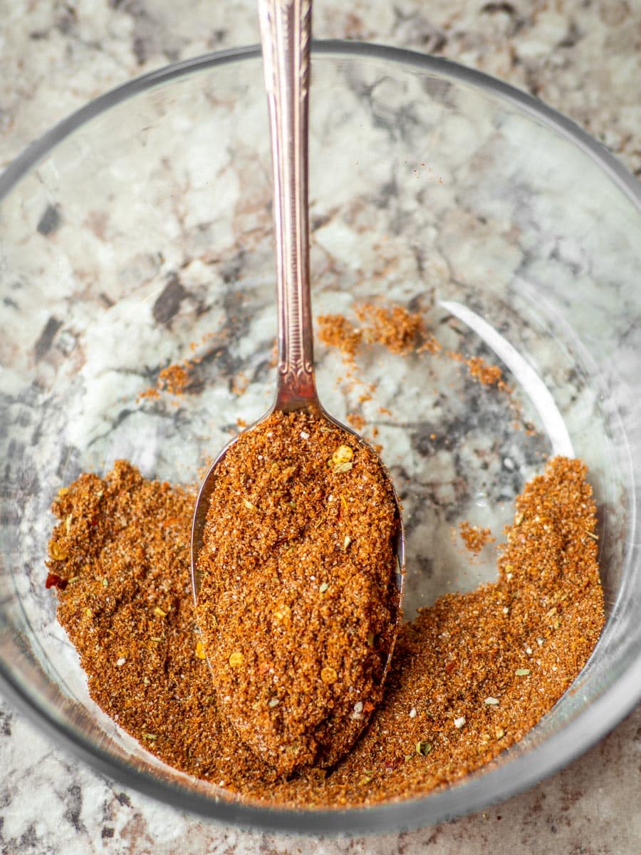 Taco seasoning on a spoon.