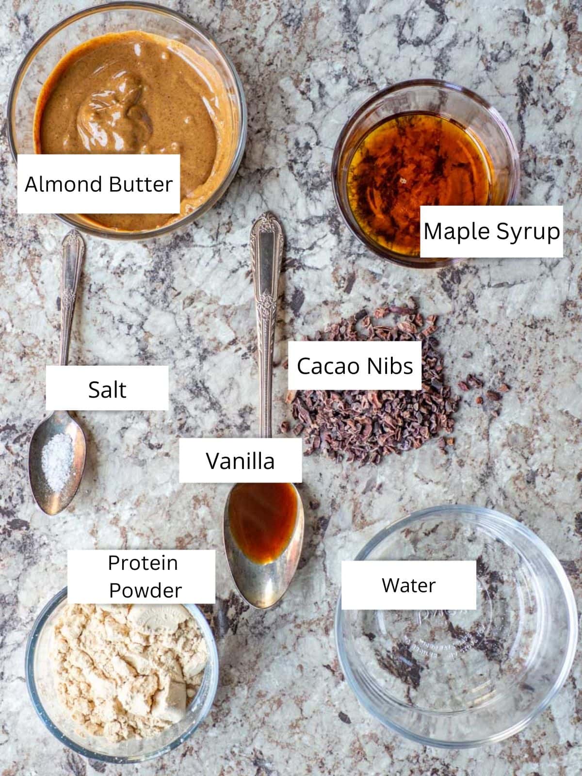 Ingredients for cookie dough protein bars.
