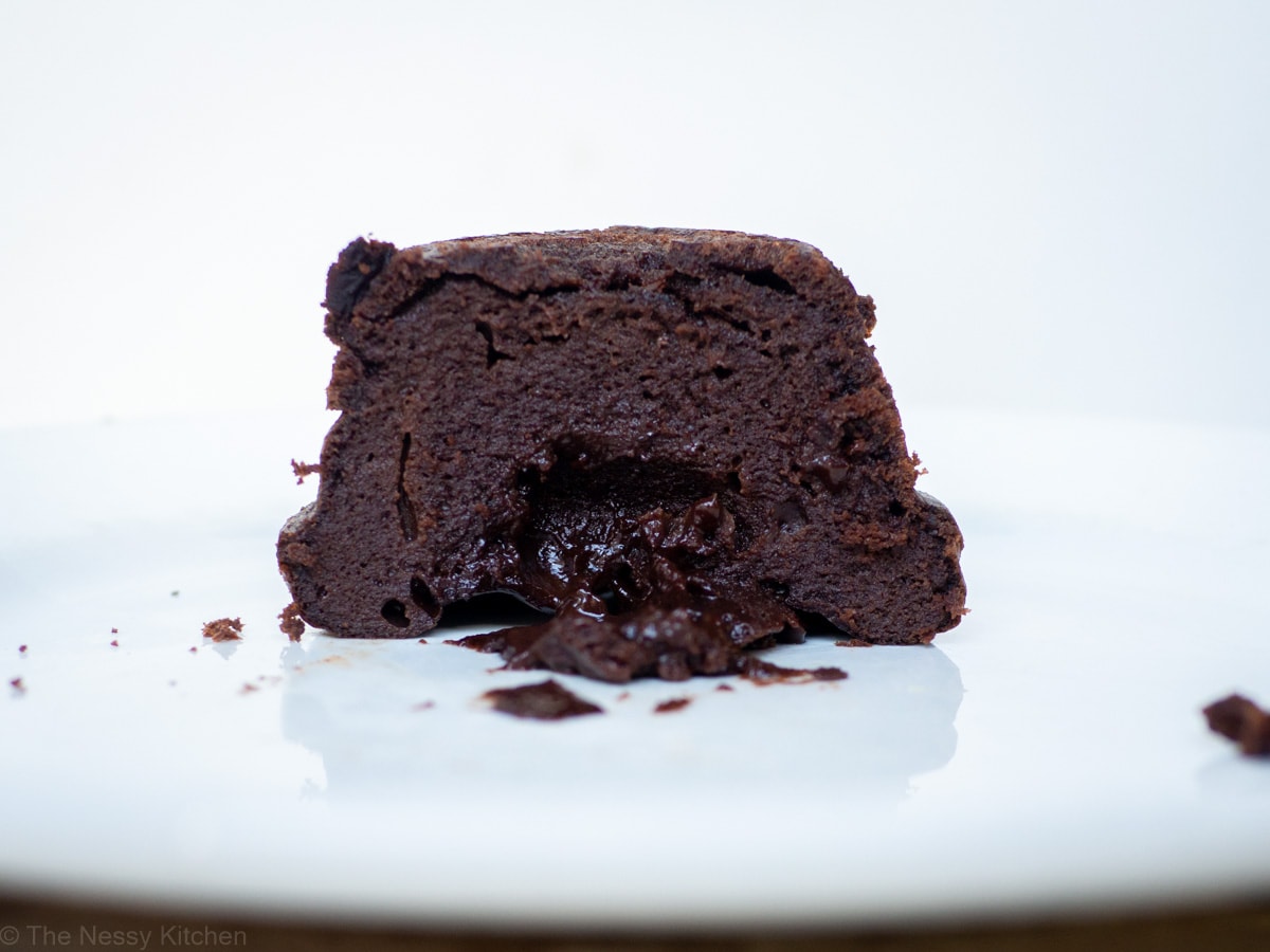 Lava cake after reheating in an air fryer.