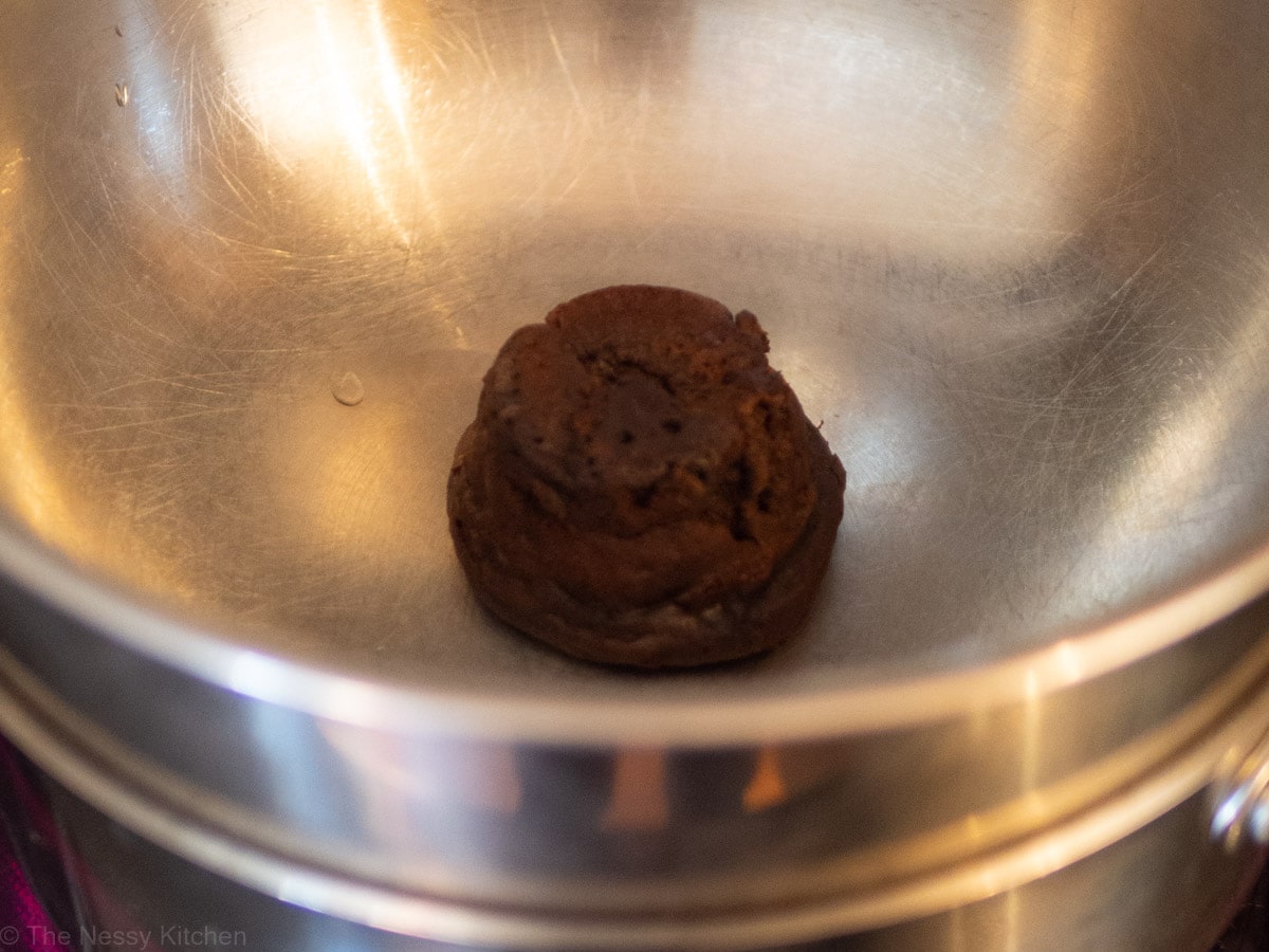 Lava cake in a double boiler.