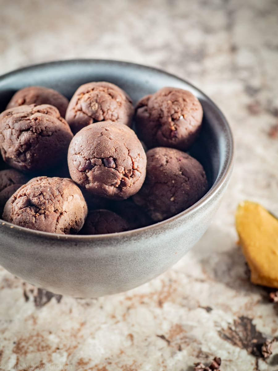 Protein balls in a bowl.