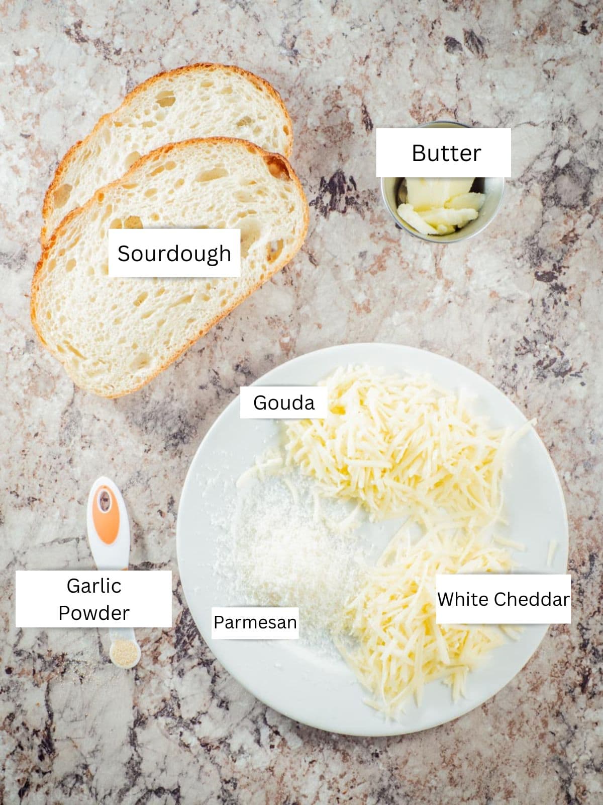 Ingredients for sourdough grilled cheese.