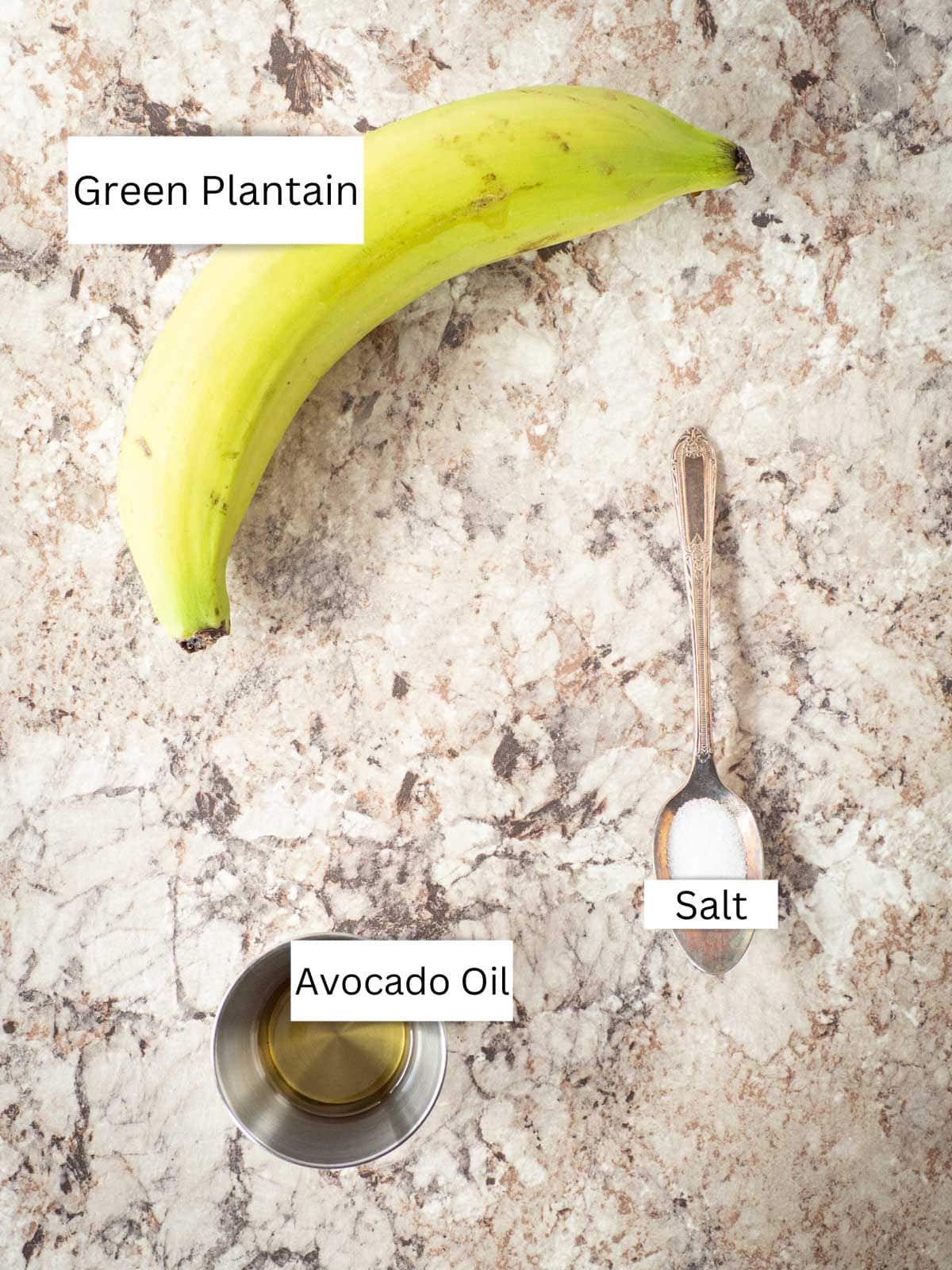 Ingredients for air fryer plantain chips.