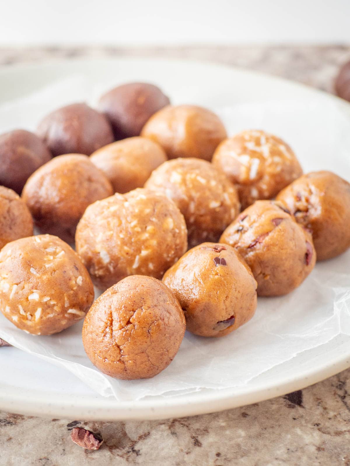 Protein balls on a plate.