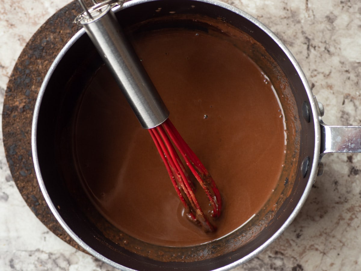 Hot chocolate in a pot.