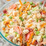 Pasta salad in a bowl.