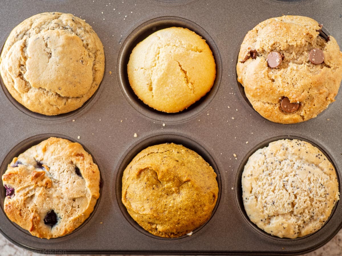 Muffins baked in a muffin tin.