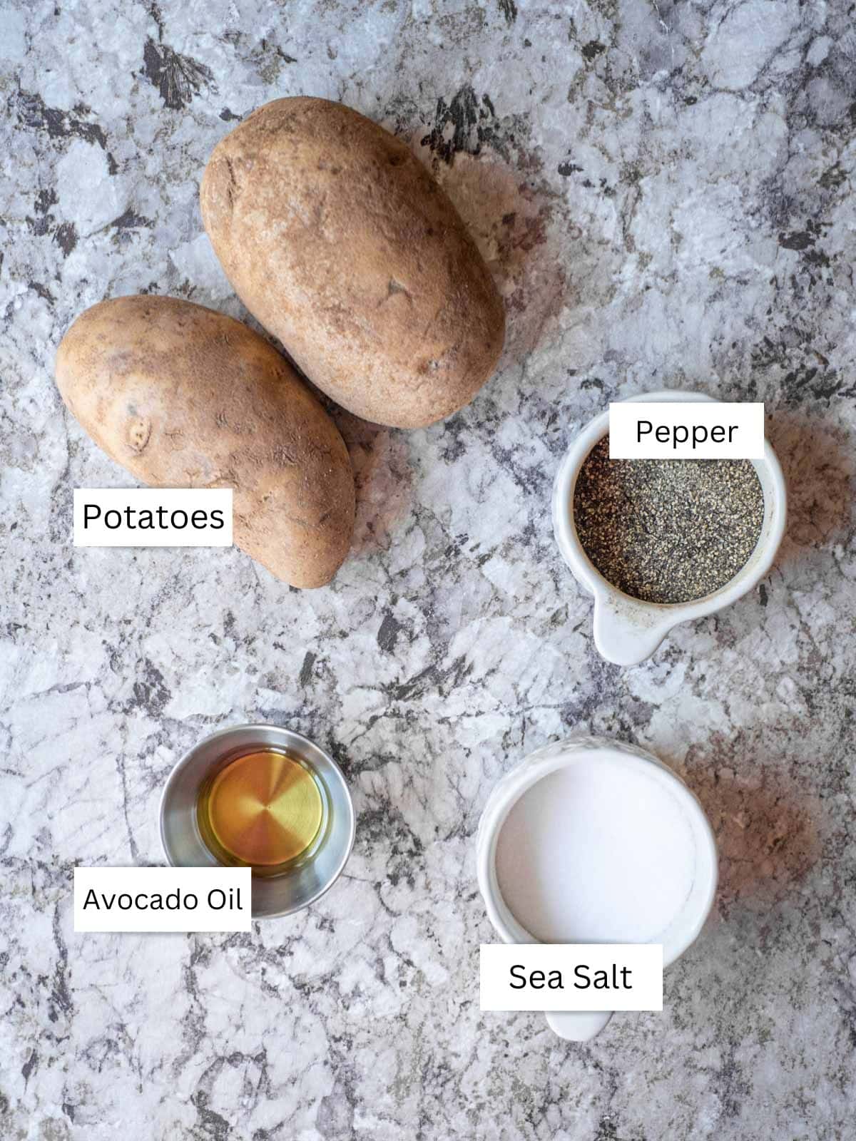 Ingredients for air fryer cubed potatoes.