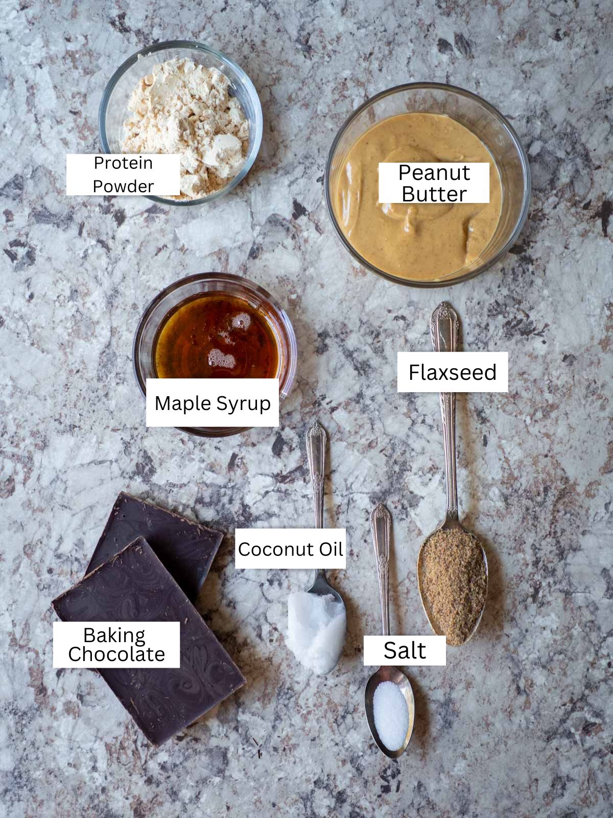 Ingredients for protein peanut butter cups.