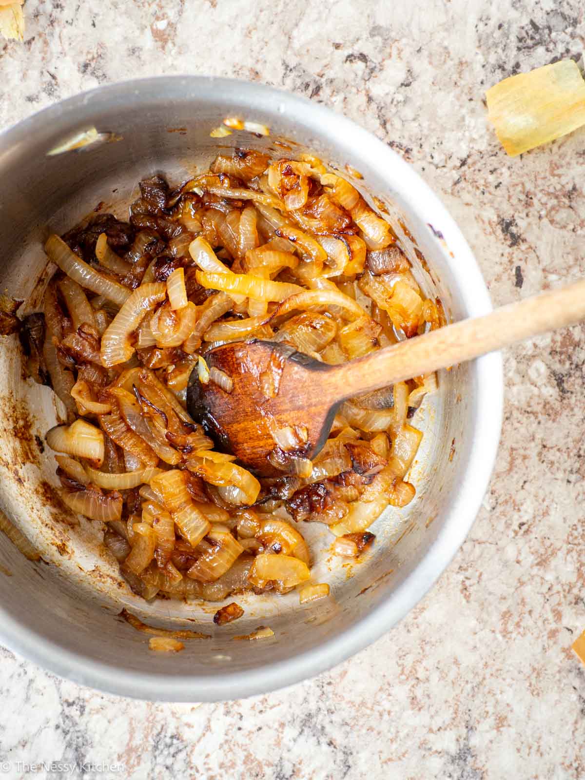 Caramelized onions after cooking.