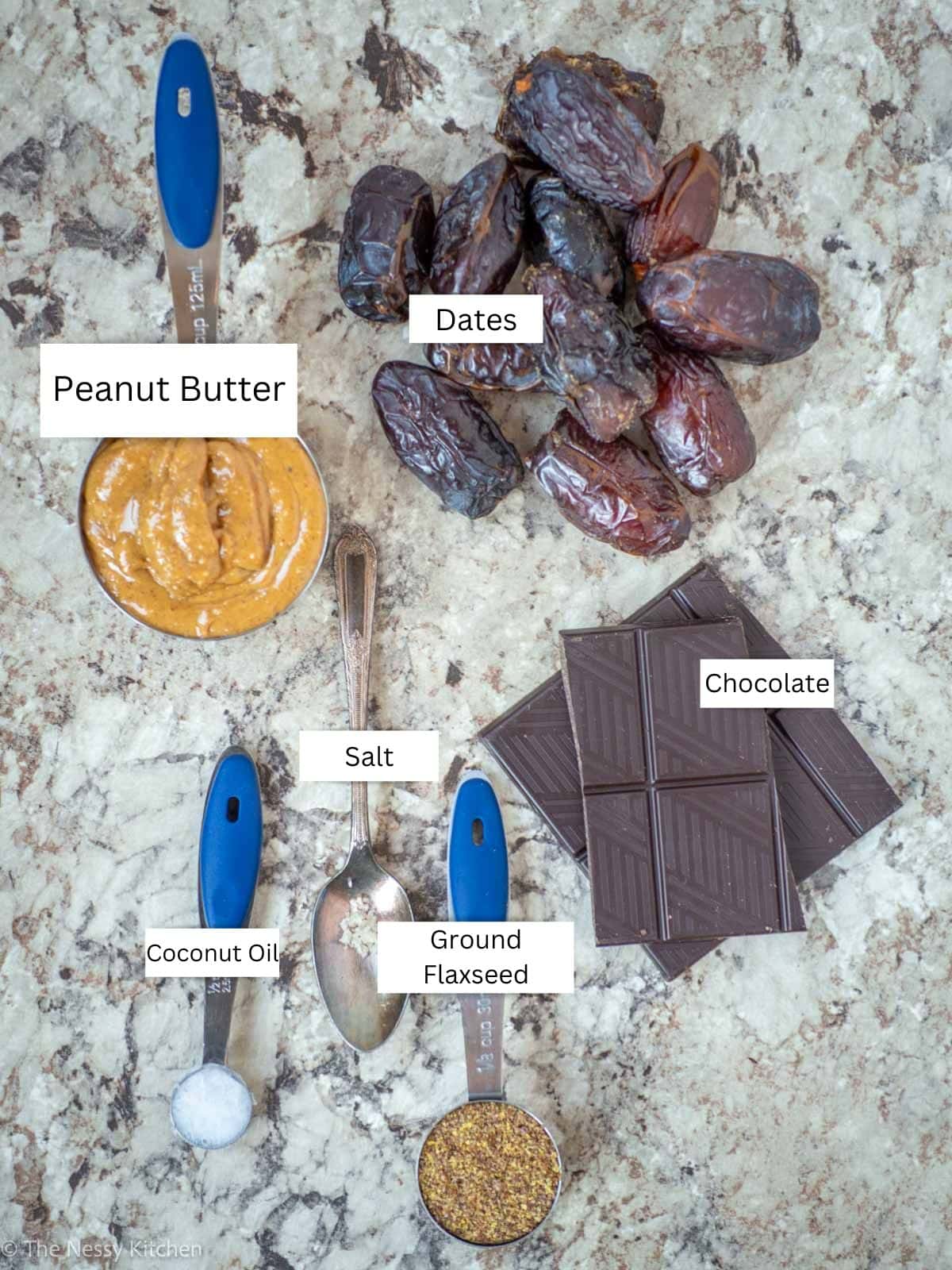Ingredients measured out on a countertop.