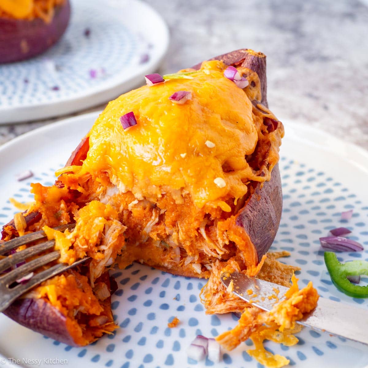 Stuffed Barbecue Chicken Sweet Potatoes