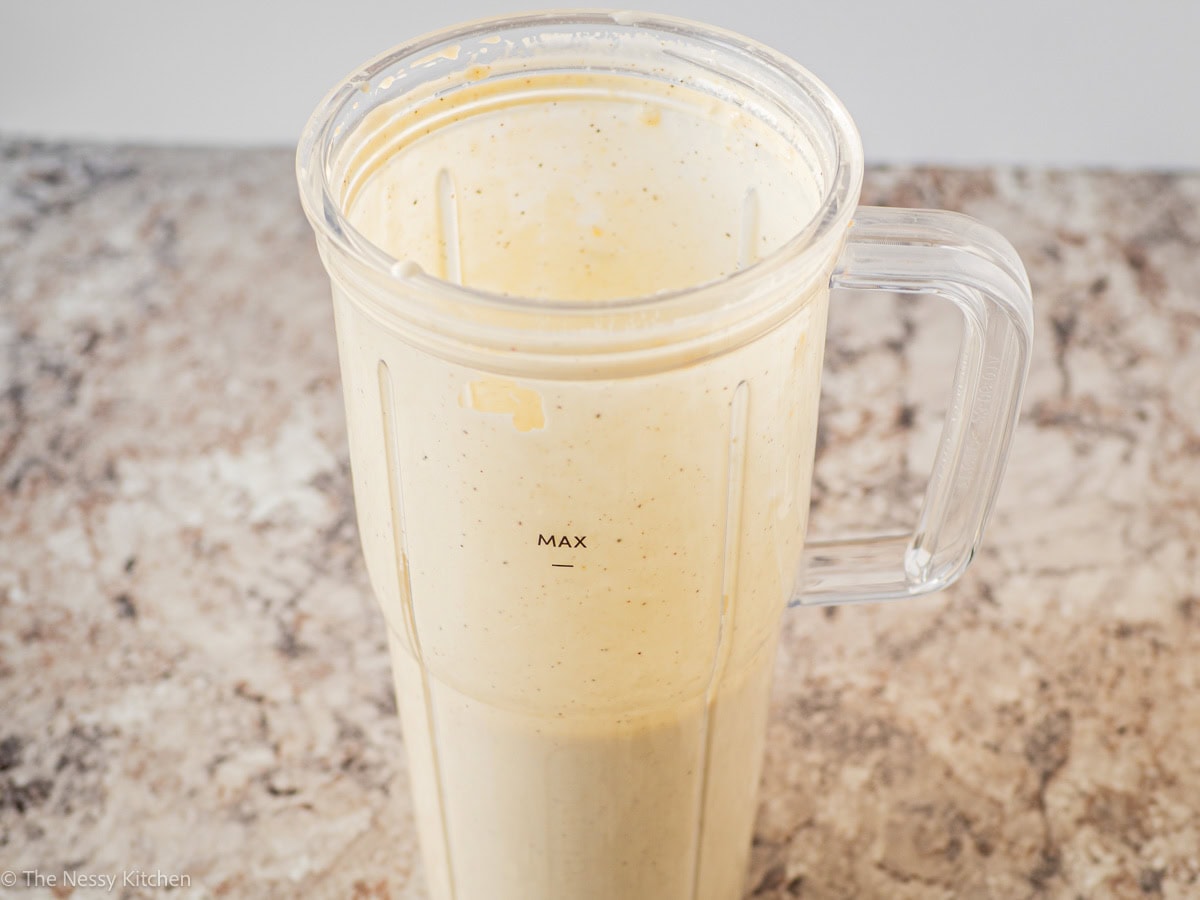 Sauce blended in a cup.