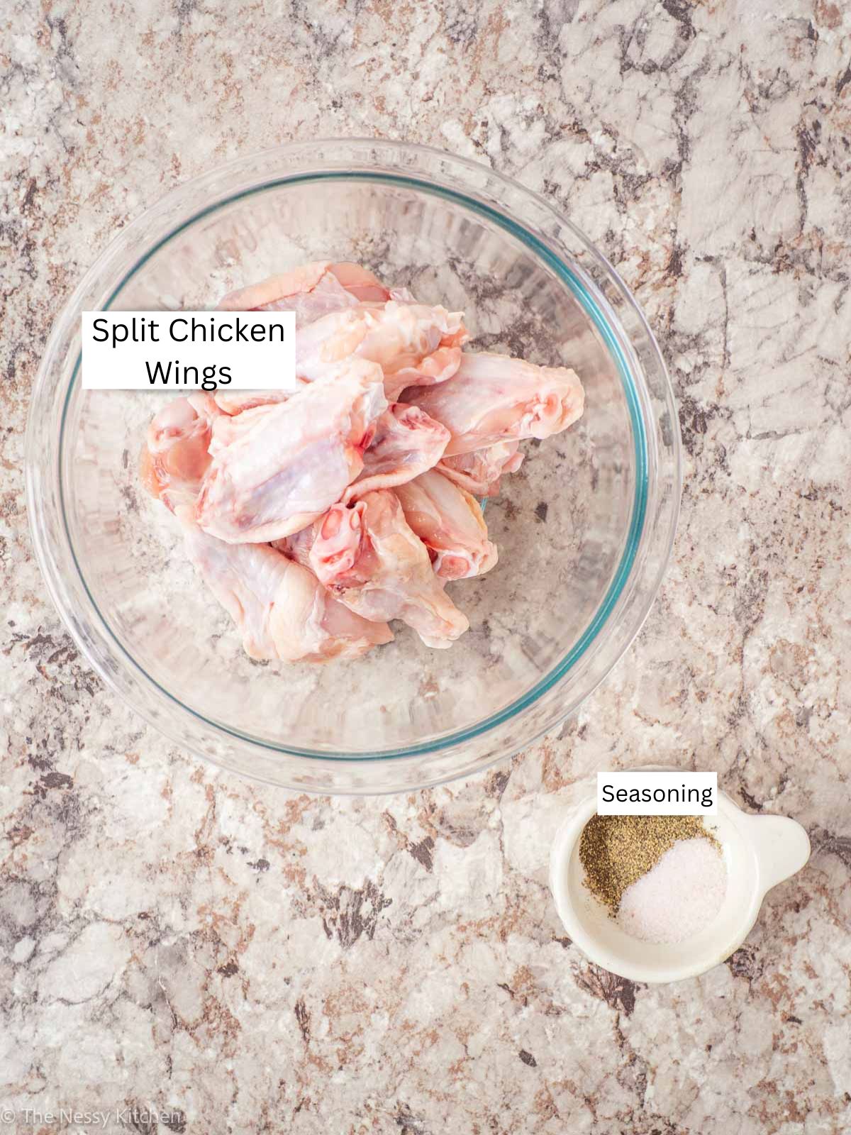 Ingredients measured out in bowls.