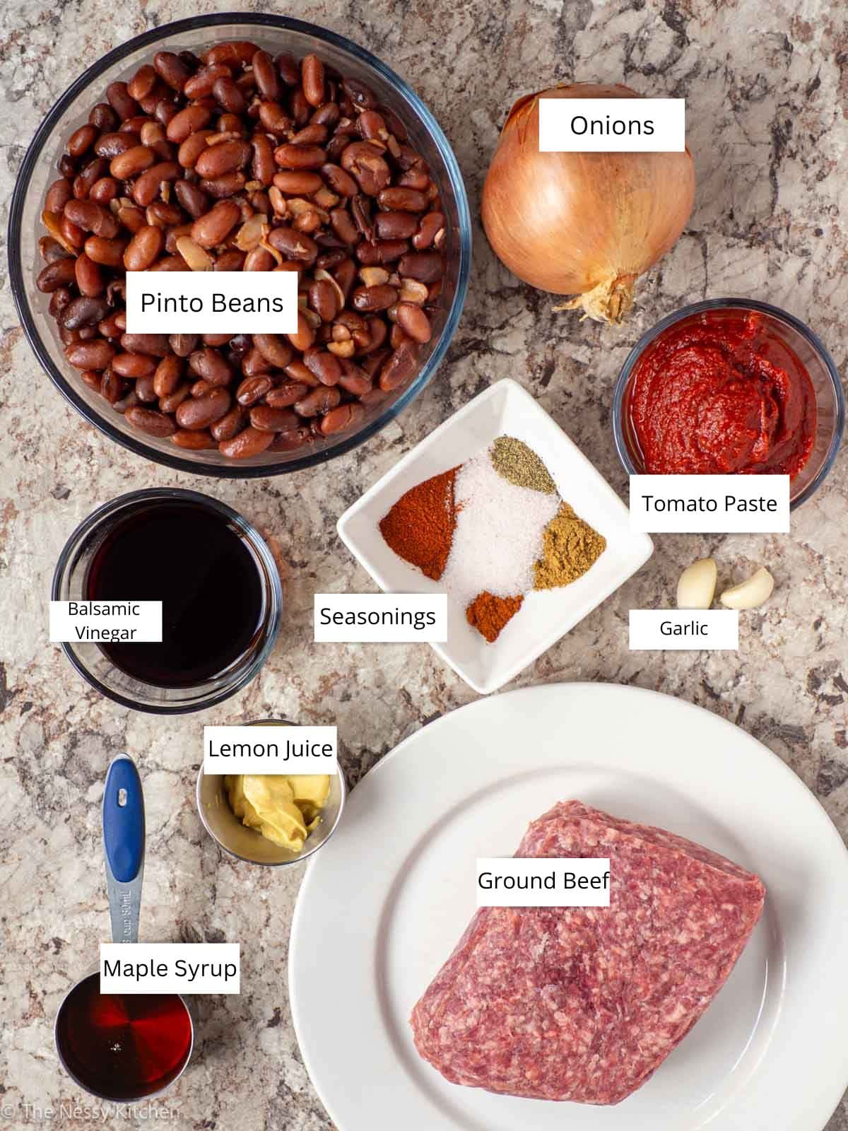 Ingredients measured out in bowls.