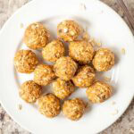 Oatmeal peanut butter balls on a plate.