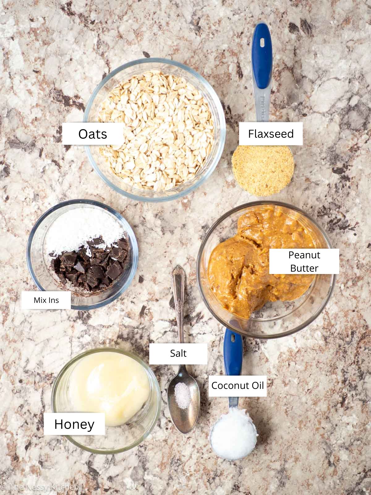 Ingredients measured out in bowls.